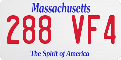 MA license plate 288VF4