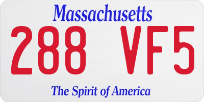 MA license plate 288VF5