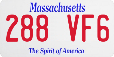 MA license plate 288VF6
