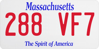 MA license plate 288VF7