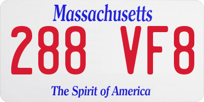 MA license plate 288VF8