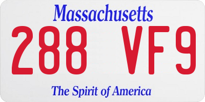 MA license plate 288VF9