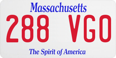 MA license plate 288VG0