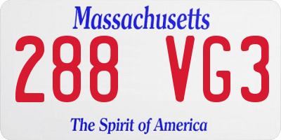 MA license plate 288VG3
