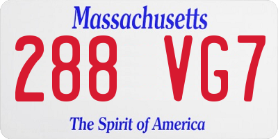 MA license plate 288VG7
