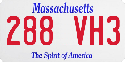 MA license plate 288VH3