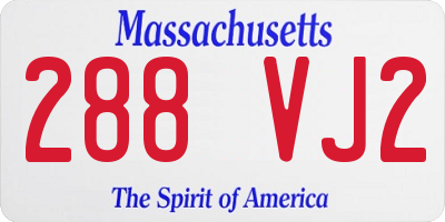 MA license plate 288VJ2