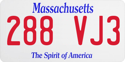MA license plate 288VJ3