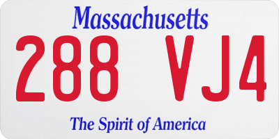 MA license plate 288VJ4