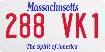 MA license plate 288VK1