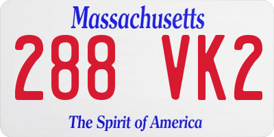MA license plate 288VK2