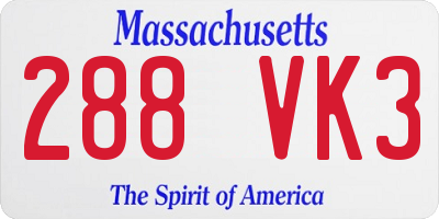 MA license plate 288VK3