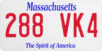 MA license plate 288VK4