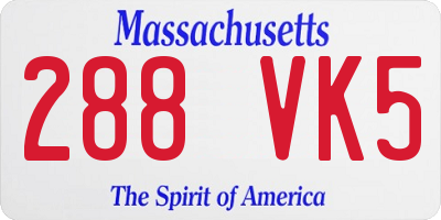 MA license plate 288VK5