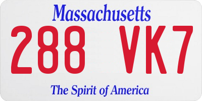 MA license plate 288VK7