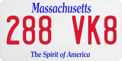 MA license plate 288VK8