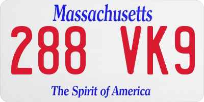 MA license plate 288VK9
