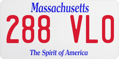 MA license plate 288VL0
