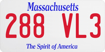 MA license plate 288VL3