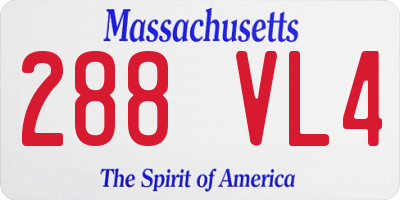 MA license plate 288VL4