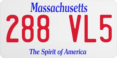 MA license plate 288VL5