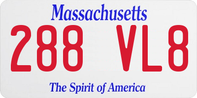 MA license plate 288VL8