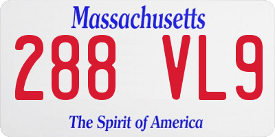 MA license plate 288VL9