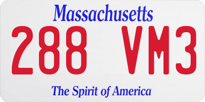MA license plate 288VM3