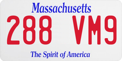 MA license plate 288VM9