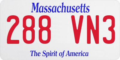 MA license plate 288VN3
