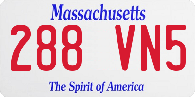 MA license plate 288VN5