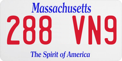 MA license plate 288VN9