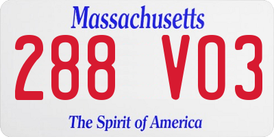 MA license plate 288VO3