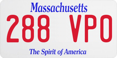 MA license plate 288VP0