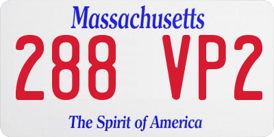 MA license plate 288VP2