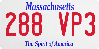 MA license plate 288VP3