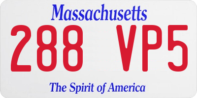 MA license plate 288VP5