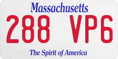 MA license plate 288VP6