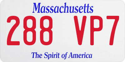 MA license plate 288VP7