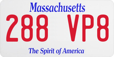 MA license plate 288VP8