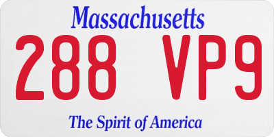 MA license plate 288VP9