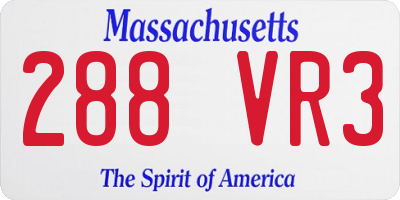 MA license plate 288VR3