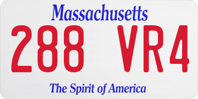 MA license plate 288VR4