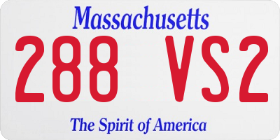 MA license plate 288VS2