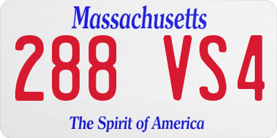 MA license plate 288VS4