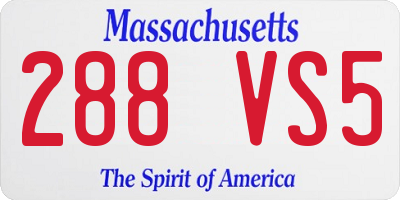 MA license plate 288VS5