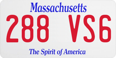 MA license plate 288VS6