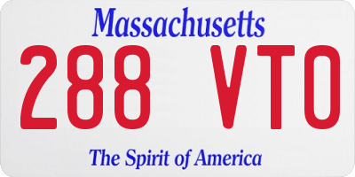 MA license plate 288VT0