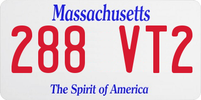 MA license plate 288VT2