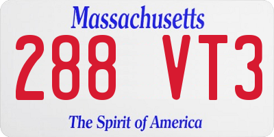 MA license plate 288VT3